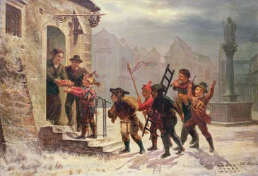 Kinderen die Fruit Verzamelen bij de Deur